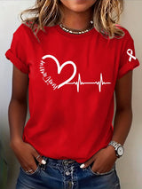 Women's Heart Disease Awareness Printed T-shirt
