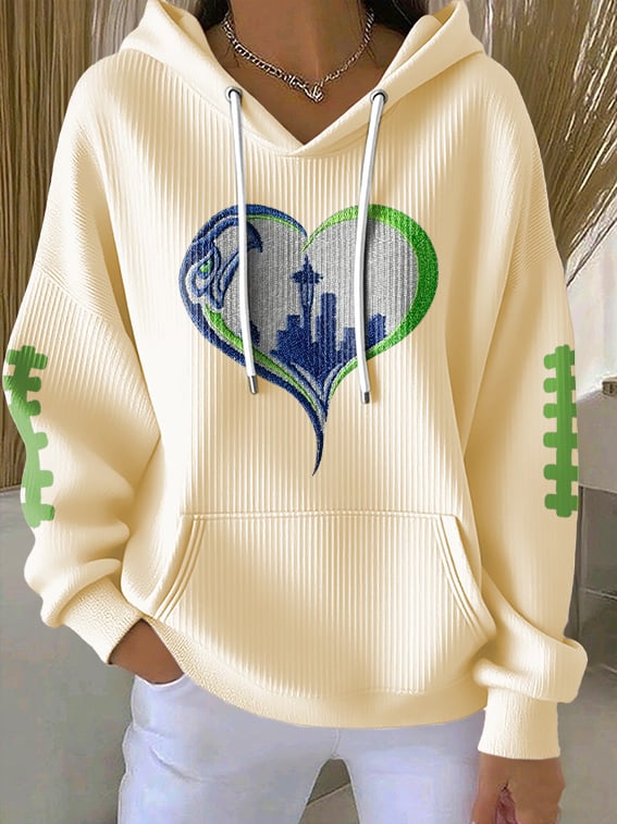 Women's Rugby Print Casual Hoodie
