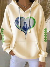 Women's Rugby Print Casual Hoodie