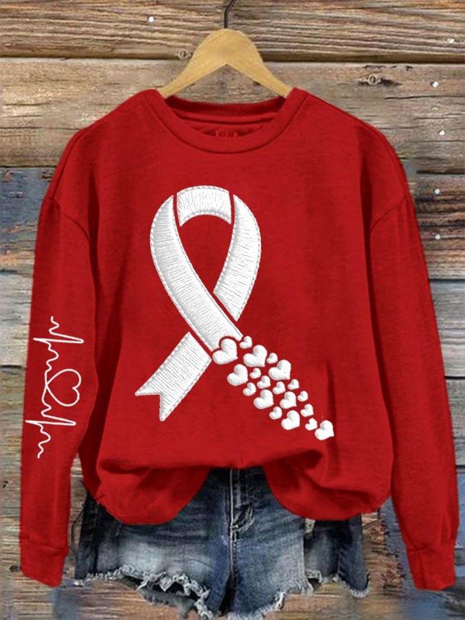 Women's Heart Disease Awareness Print Sweatshirt