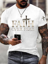 🔥Hot Sale Picks 🔥Men's Faith Over Fear Cross Print T-shirt