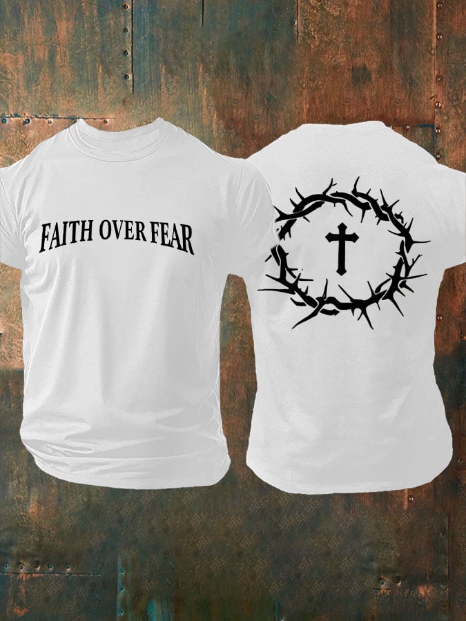 🔥Hot Sale Picks 🔥Men's Faith Over Fear Printed Casual T-Shirt