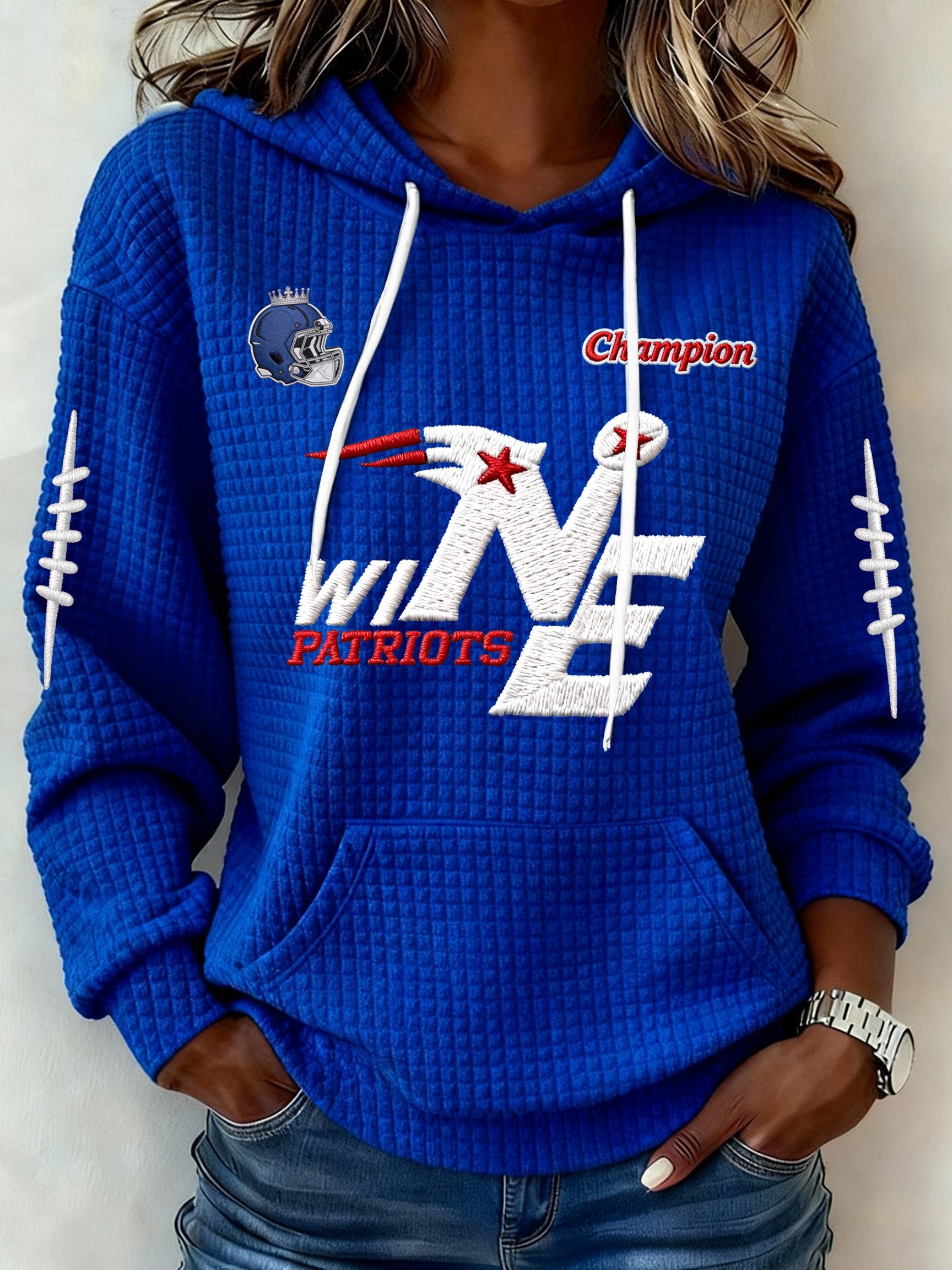 Women’s Football Graphic Waffle Knit Hoodie