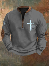Men's Jesus The Way The Truth The Life Printed Zip Collar Sweatshirt