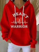 Women's Casual Heart Disease Awareness Print Hooded Sweatshirt
