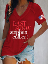 🔥Buy 3 Get 15% Off🔥V-Neck Retro Last Show Print T-Shirt