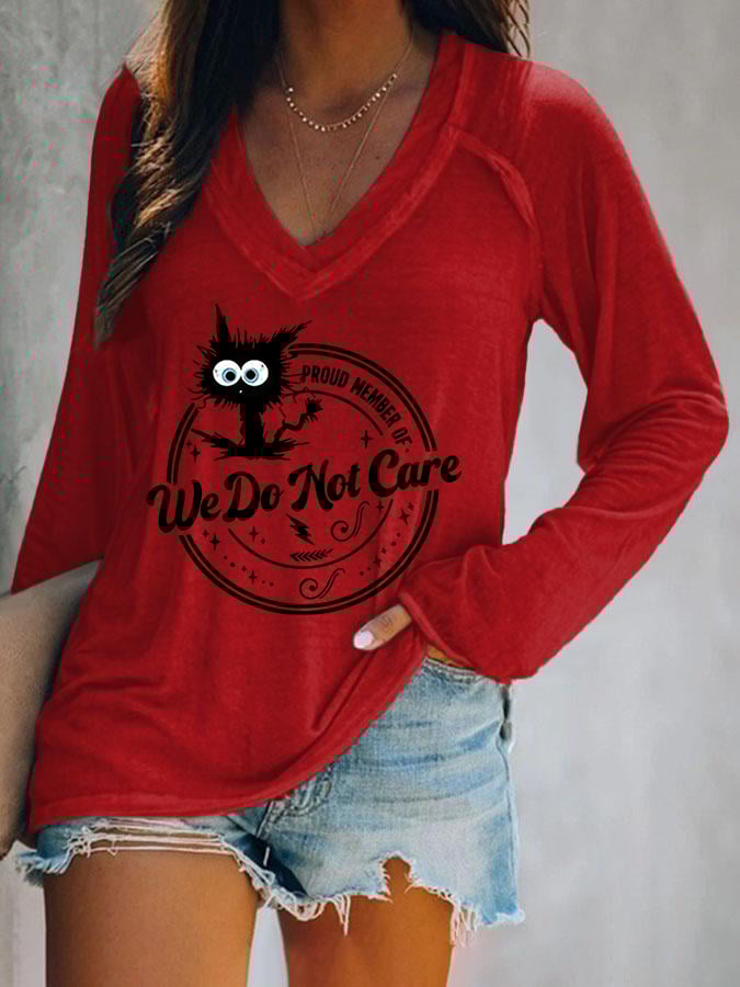 Women's  V-neck Retro Funny Proud Member Of  Club Menopause Perimenopause Print T-Shirt