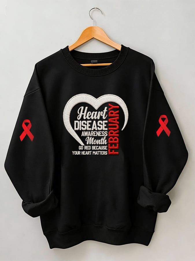 Women's casual heart disease awareness sweatshirt