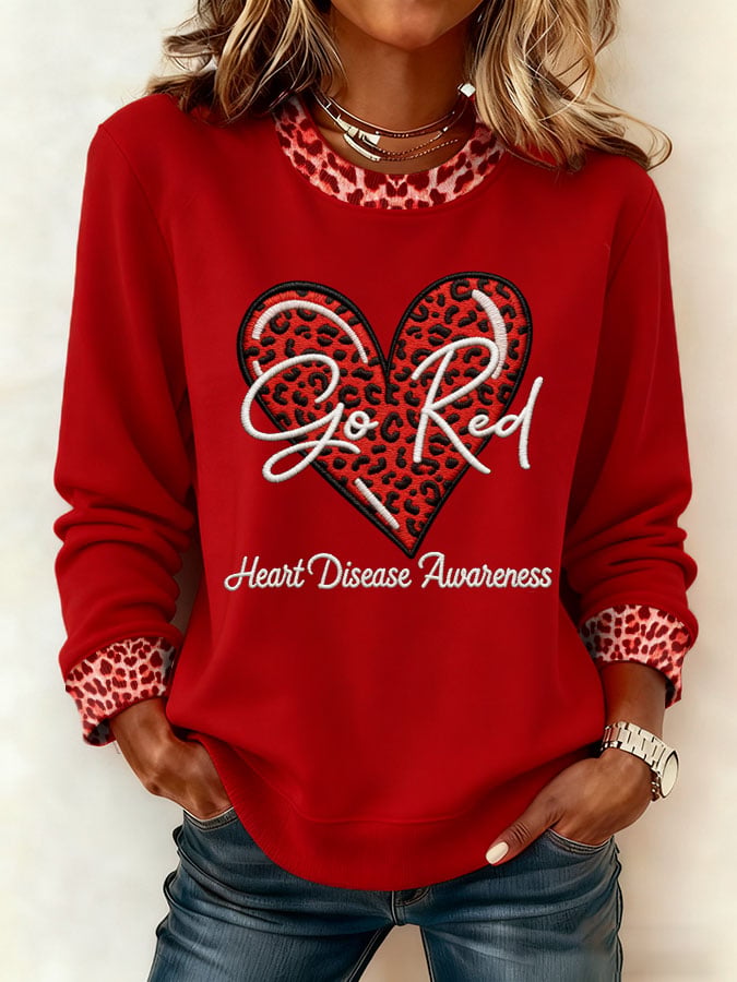 Women's Heart Disease Awareness Print Sweatshirt