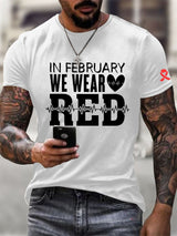 Men's Heart Disease Awareness Casual Printed T-shirt