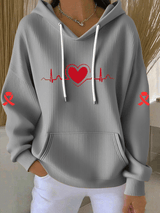 Women's Heart Disease Awareness Print Long-Sleeve Hooded Sweatshirt