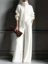 Women's Cozy Cardigan Sweater and Pants Two-Piece Set