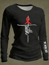 Women's Casual Heart Disease Awareness IN FEBRUARY We Wear Red Print Long-Sleeve T-Shirt