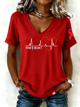 Women's casual heart disease awareness T-shirt