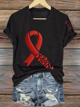 Women's Heart Disease Awareness Print T-shirt