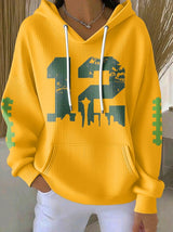 Women's Rugby Print Casual Hoodie