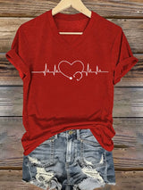 Women's casual heart disease awareness T-shirt