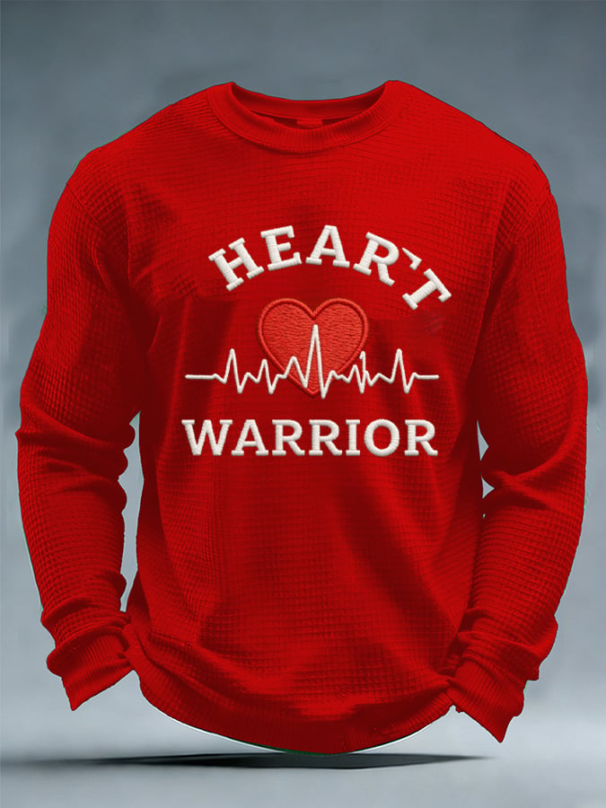 Men's casual heart disease awareness waffle-knit T-shirt