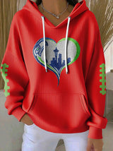 Women's Rugby Print Casual Hoodie