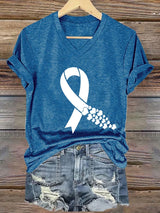 Women's Casual Heart Disease Awareness Printed Short-Sleeve T-Shirt