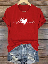 Women's Heart Disease Awareness Print T-shirt