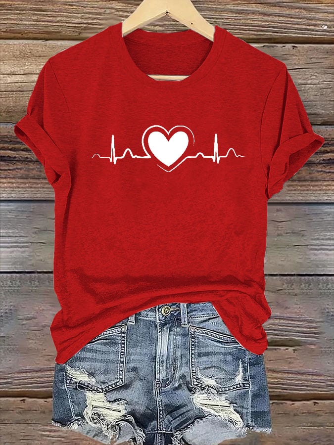 Women's Heart Disease Awareness Print T-shirt