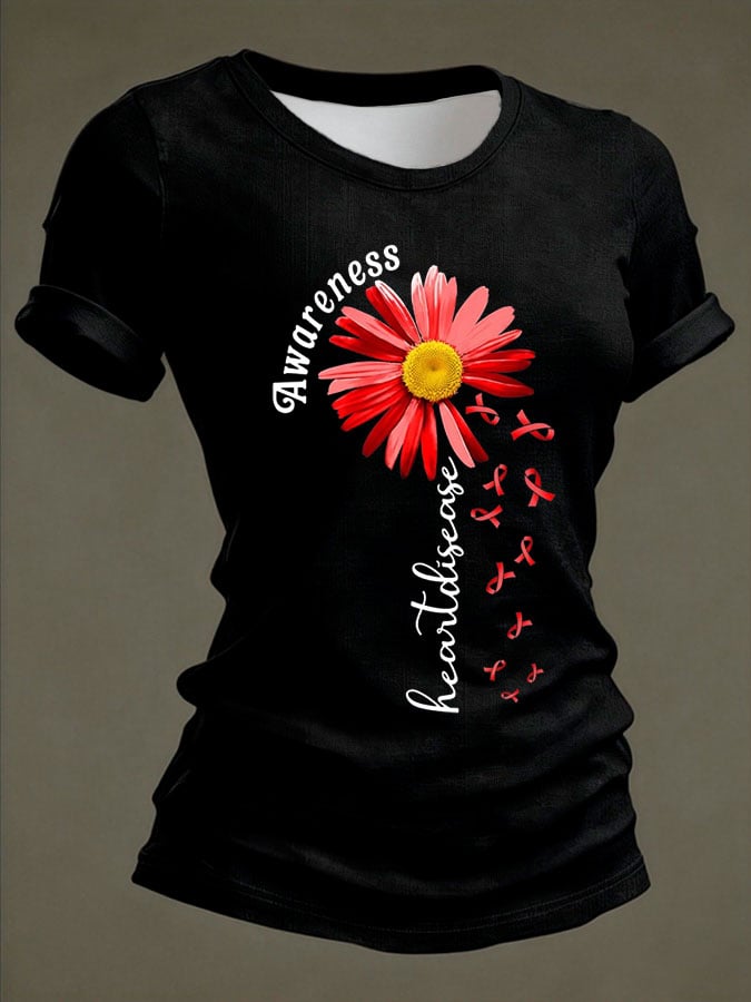 Women's Heart Disease Awareness Crewneck T-shirt