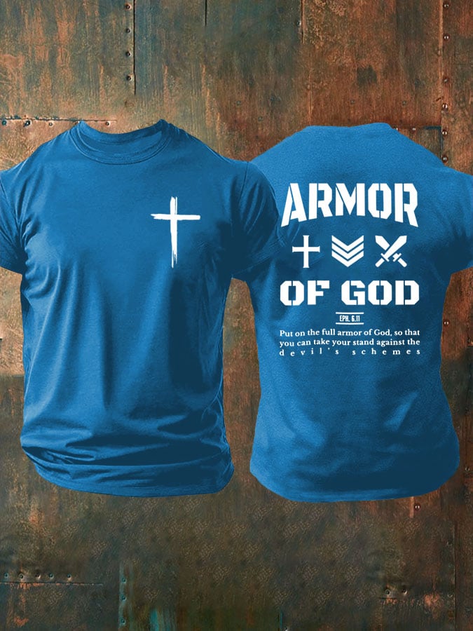 Men's Christian Armor of God Front and back Design Casual T-Shirt