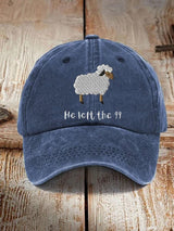 Unisex Distressed Washed Cotton Faith He Left The 99 To Rescue Me Hat
