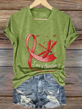 Women's Casual Heart Disease Awareness Printed Short-Sleeve T-Shirt
