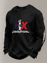 Men’s Football Graphic Waffle Knit Long Sleeve Crewneck T-Shirt