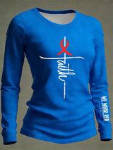 Women's Casual Heart Disease Awareness IN FEBRUARY We Wear Red Print Long-Sleeve T-Shirt