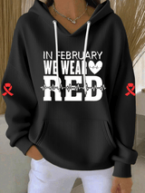 Women's Heart Disease Awareness Print Long-Sleeve Hooded Sweatshirt
