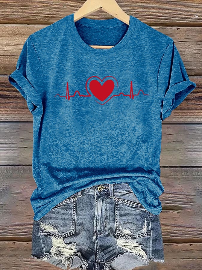 Women's Heart Disease Awareness Print T-shirt