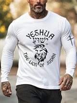 Men's Retro Faith Cross Print Crew Neck T-Shirt