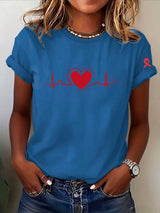 Women's Heart Disease Awareness Print T-shirt