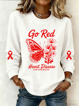 Women's Heart Disease Awareness Printed Sweatshirt