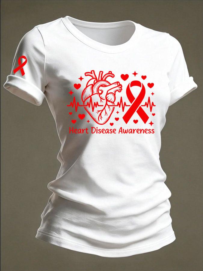 Women's Heart Disease Awareness Crewneck T-shirt