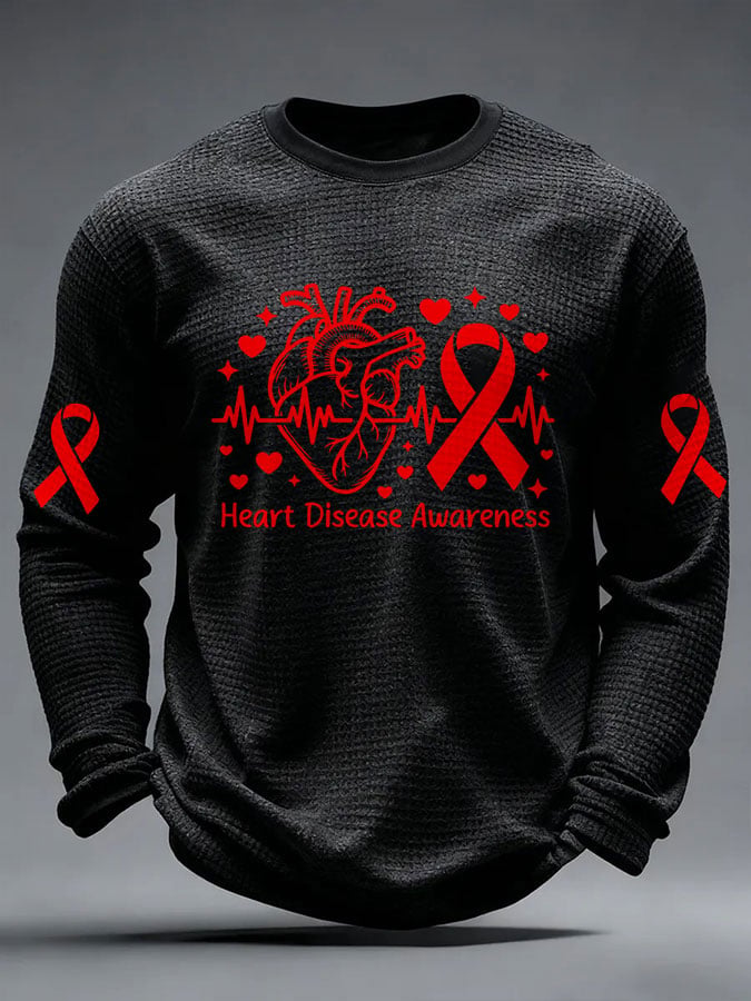 Men's Heart Disease Awareness Printed Long-Sleeve T-Shirt